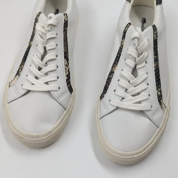 MADEWELL Sidewalk Low-Top Leather & Snake-Print Sneakers NWOB Sz 9 - Picture 4 of 14
